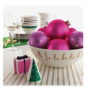 kate spade christmas holiday arbor village 9" round serving bowl fa la la nwt